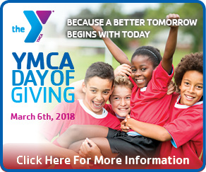 Kids celebrating soccer win with YMCA Day of Giving information