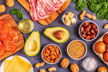 Keto, ketogenic diet, low carb, healthy food background stock photo